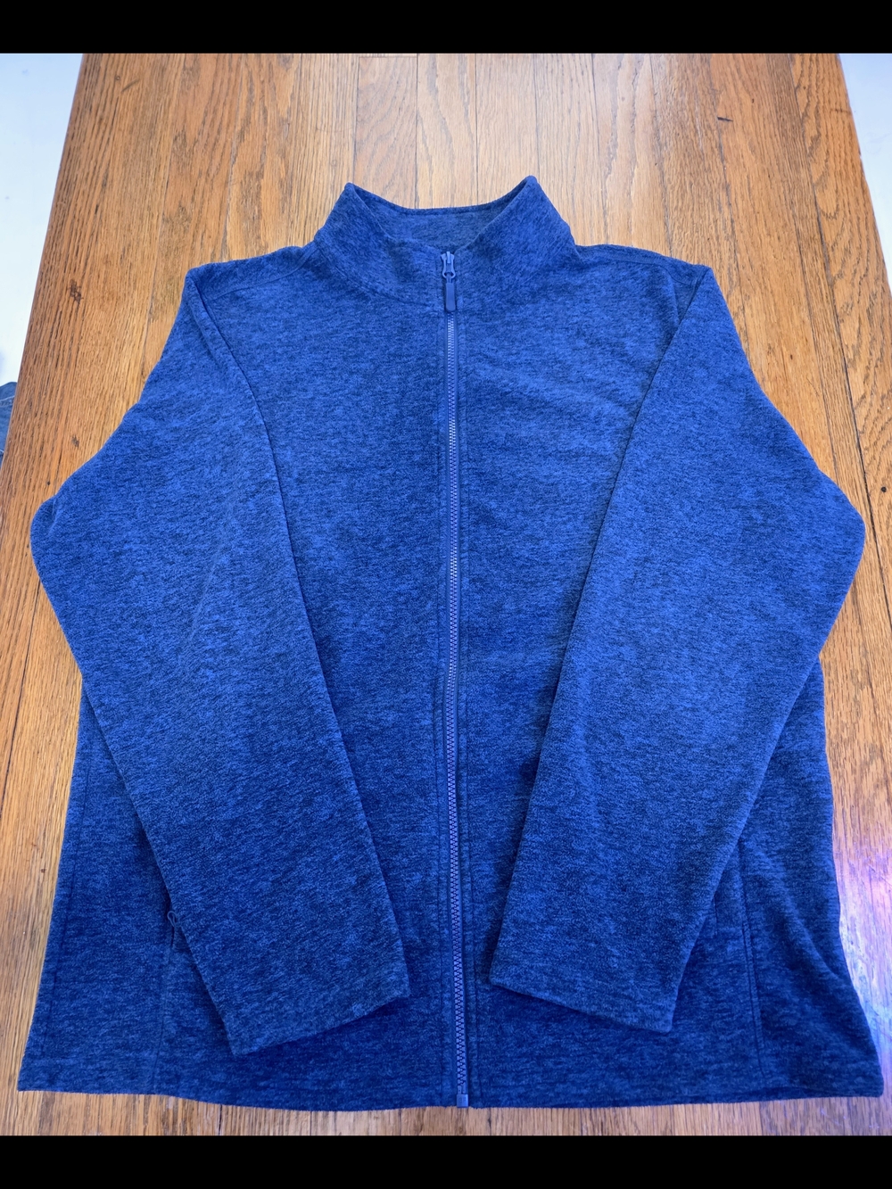 Blue Heathered Full-Zip Fleece Jacket